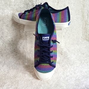 NWOT Women's Keds Kickstart Rainbow Stripe Sneaker with Toe Cap, Size 6M